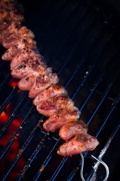 Grilled Chicken Hearts Skewers