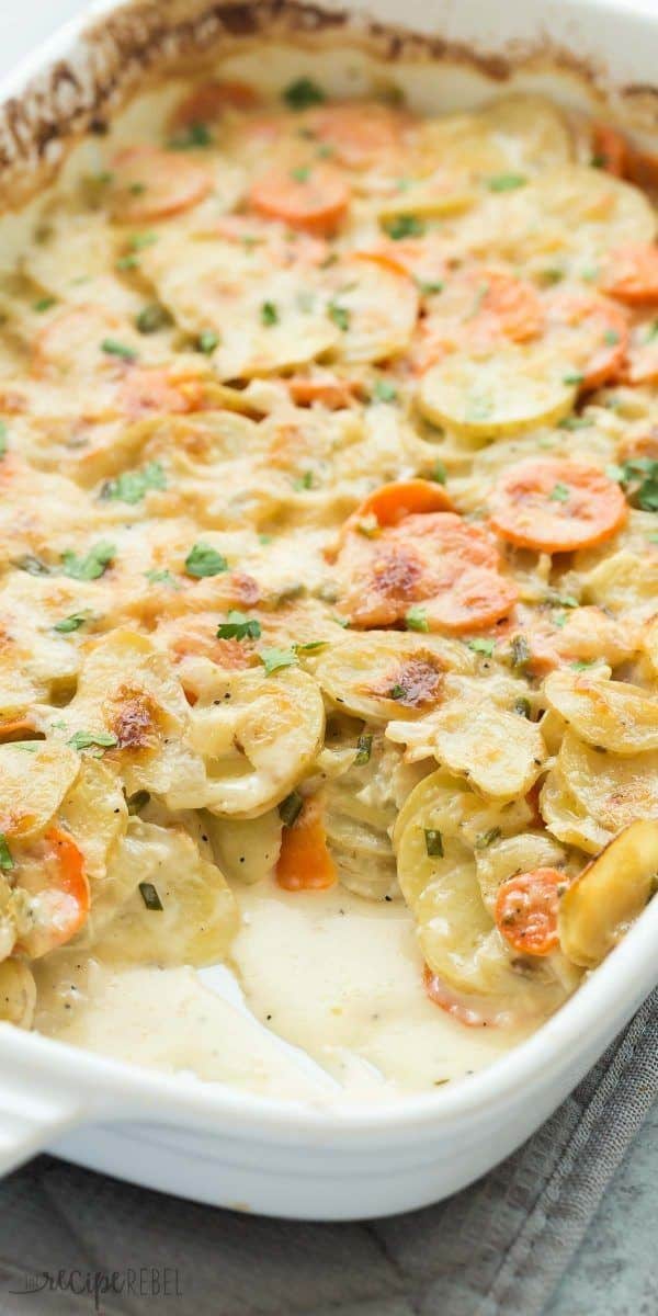 Garlic Parmesan Scalloped Potatoes And Carrots