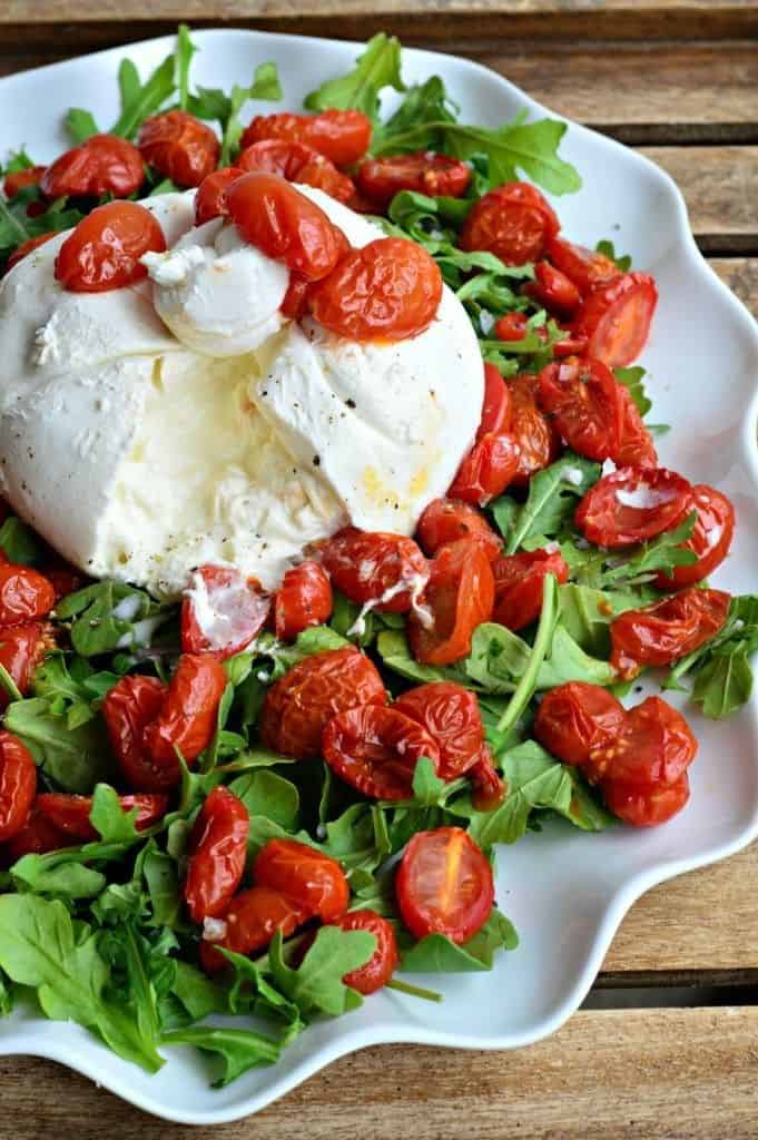 Arugula With Slow-Roasted Cherry Tomatoes And Burrata