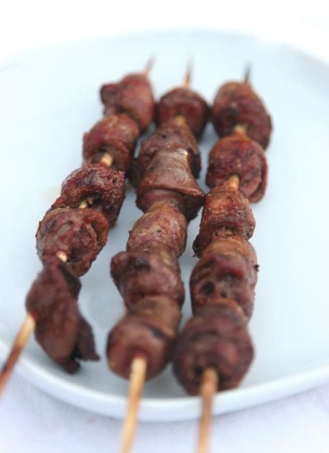 BBQ Chicken Livers And Hearts