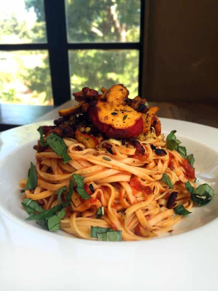 Vegan Pasta With Heirloom Tomato Sauce & Lobster Mushroom