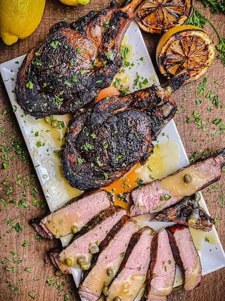 Grilled Veal Chops With Piccata Sauce