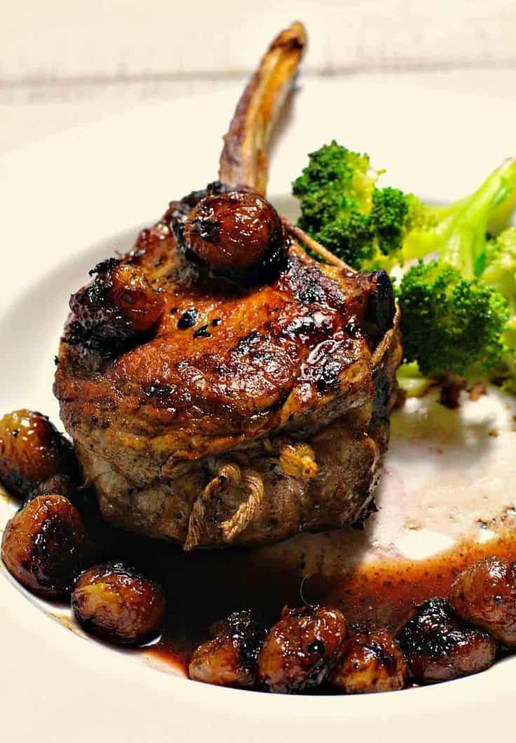 Veal Chops With Roasted Red Grapes