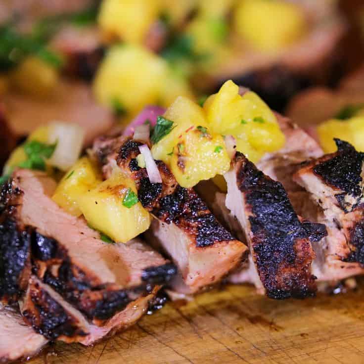 Jerk Pork Tenderloin With Grilled Pineapple And Black Bean Relish