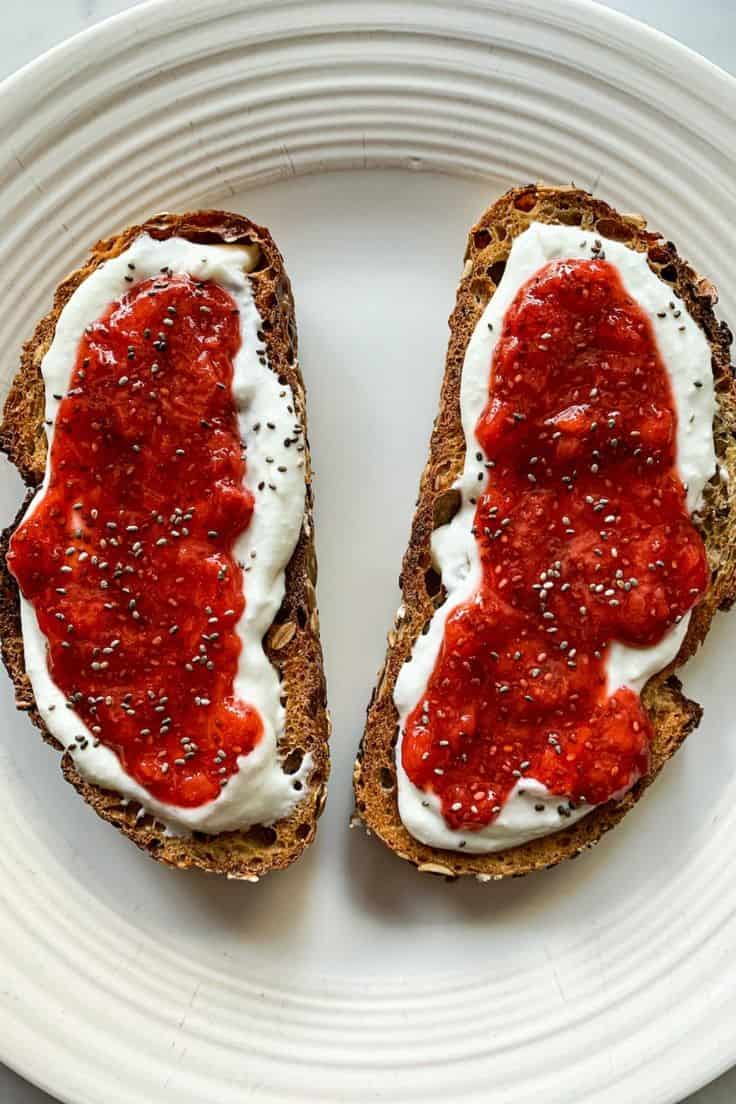 Toast With Whipped Cottage Cheese + Chia Seed Jam