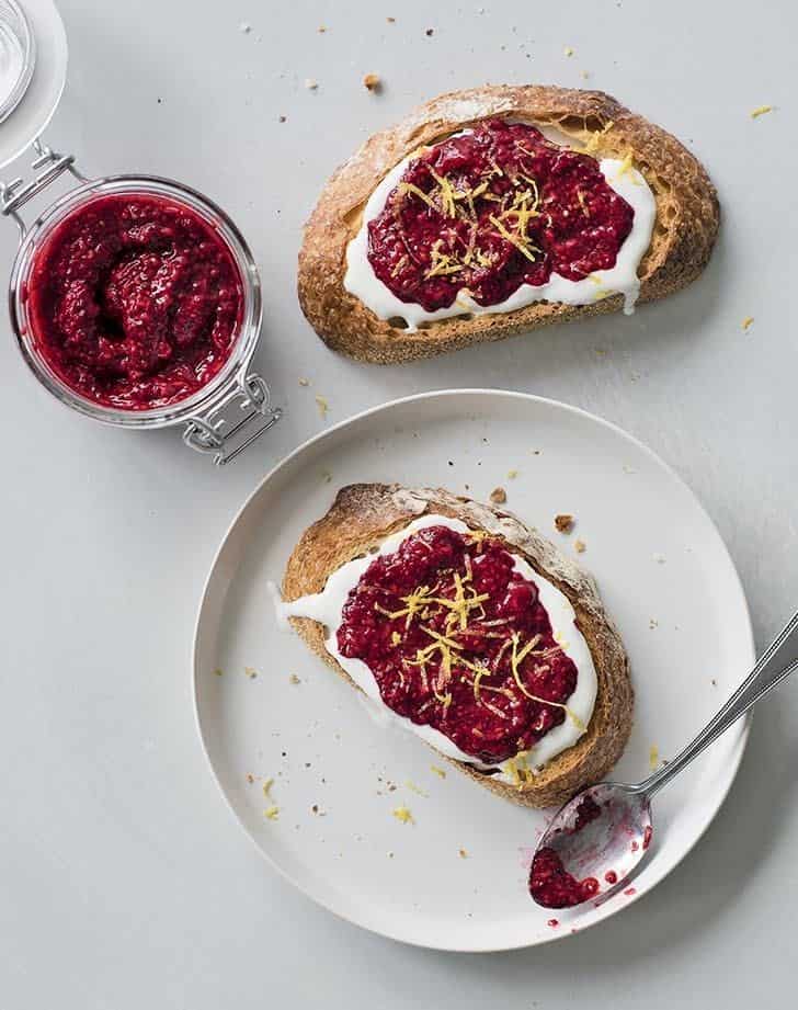 Sourdough With Whipped Cottage Cheese And Raspberry Chia Jam