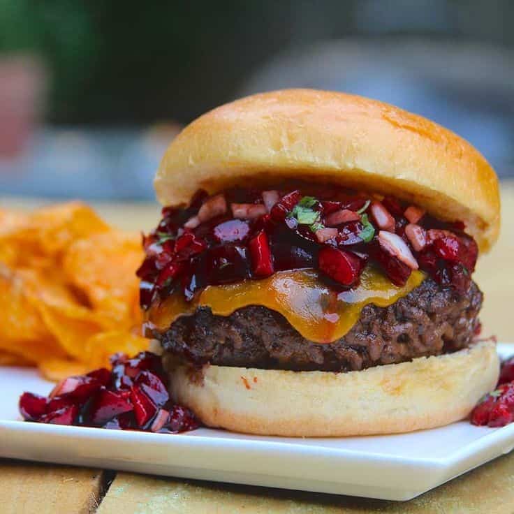 Grilled Venison Burger With Cherry Salsa