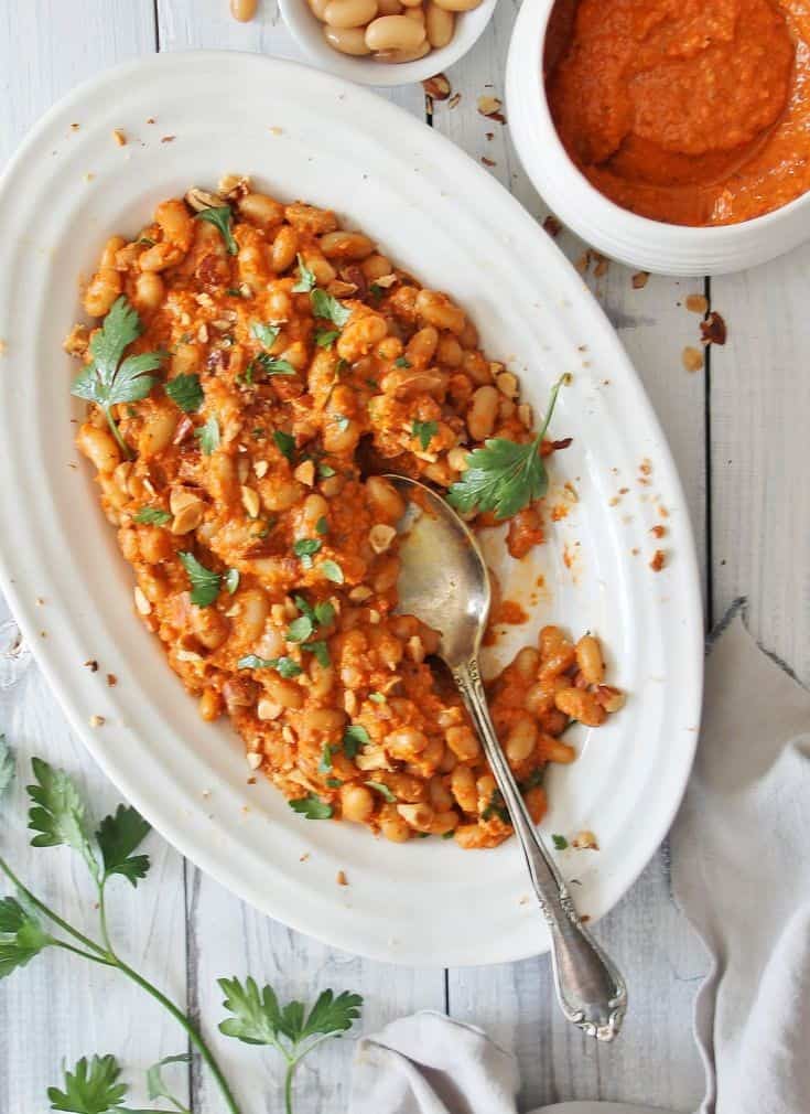 Peruvian Beans With Roasted Romesco Sauce