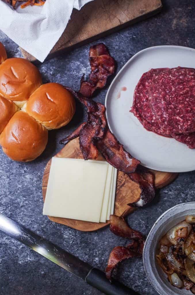 Maple Bourbon Bacon Venison Burgers