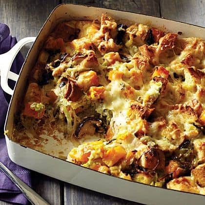 Wild Mushroom And Butternut Squash Bread Pudding