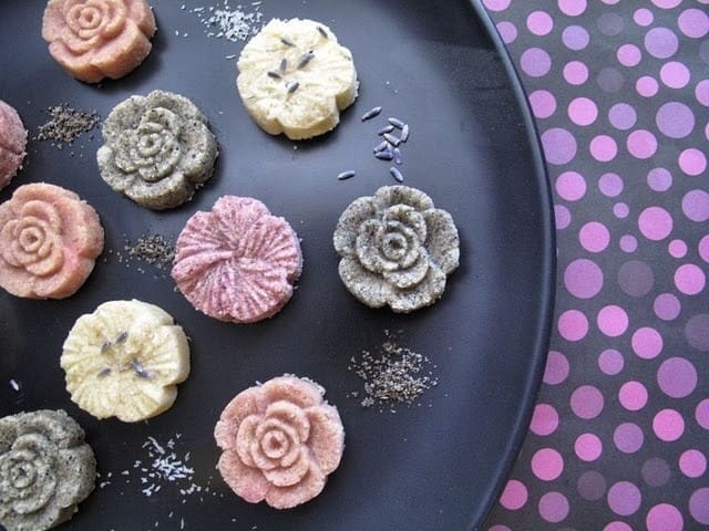 Blackberry, Black Sesame, Coconut-Lavender, and Raspberry Polvorones