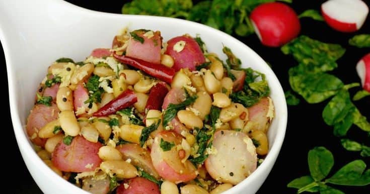 Peruvian (Mayocoba) Beans And Radish Stir-Fry