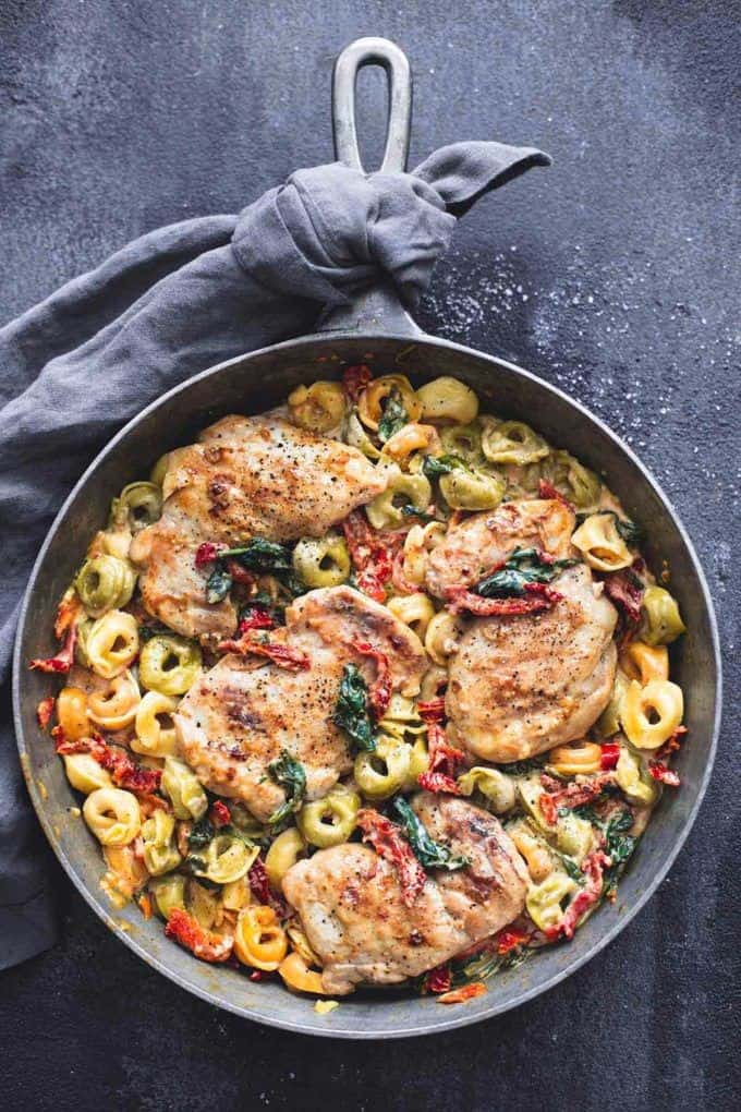 One Pan Tuscan Garlic Chicken Tortellini