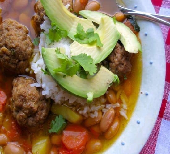 Canary Bean Stew With Meatballs