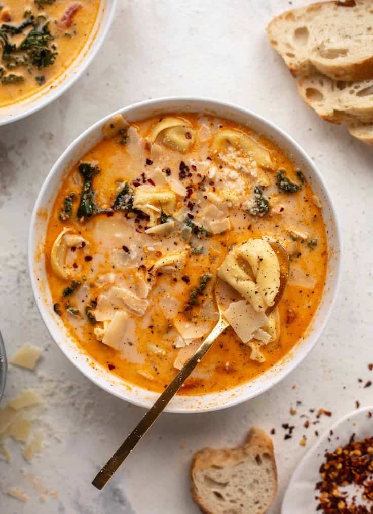 Fire Roasted Chicken Tortellini Soup