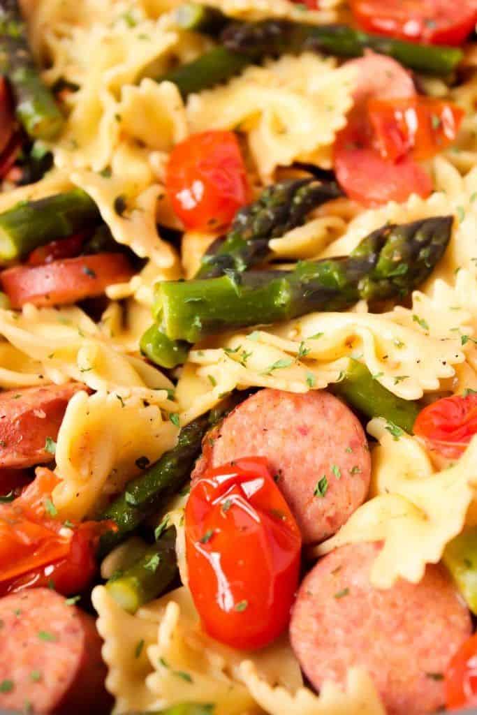 Asparagus Kielbasa Bow Tie Pasta