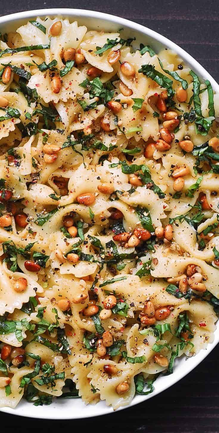 Basil Pasta With Lemon Garlic Butter Sauce