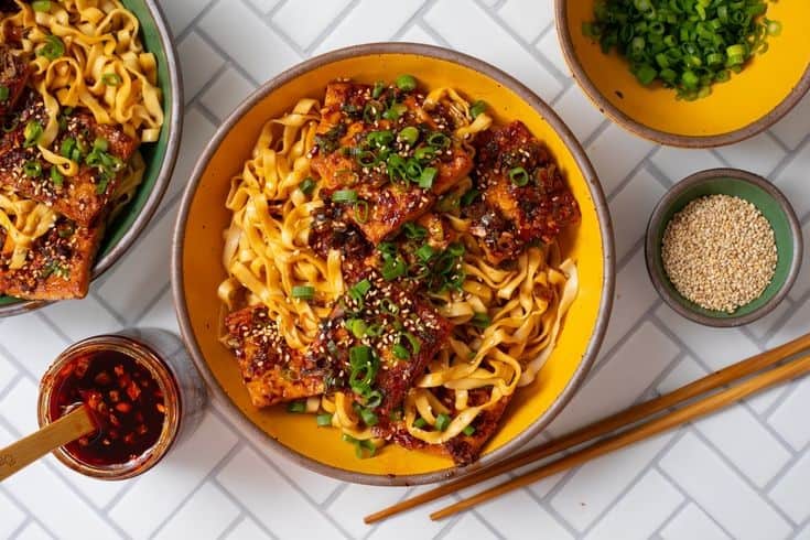 Chili Crunch Tofu Noodle Bowls