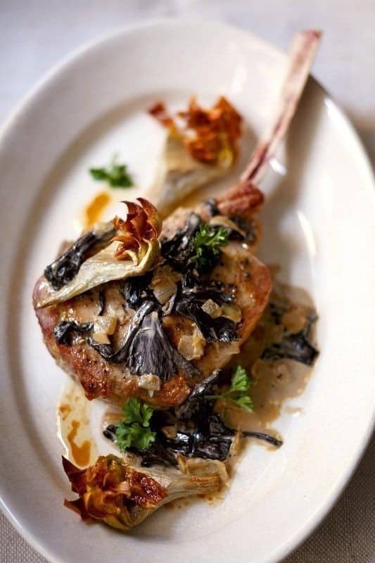 Roasted Veal Chops With Artichokes