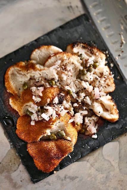 Roasted Lion’s Mane Mushrooms With Champagne And Honey Mignonette