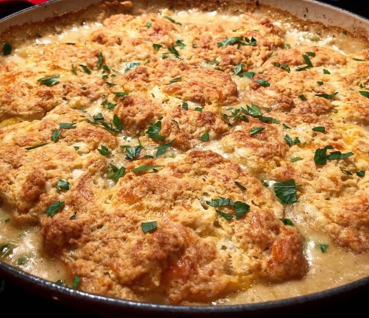 Chicken Cobbler With Cheddar Biscuits