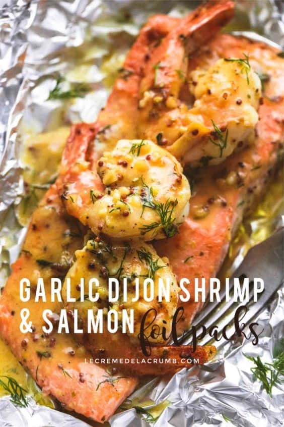 Garlic Dijon Shrimp And Salmon Foil Packs