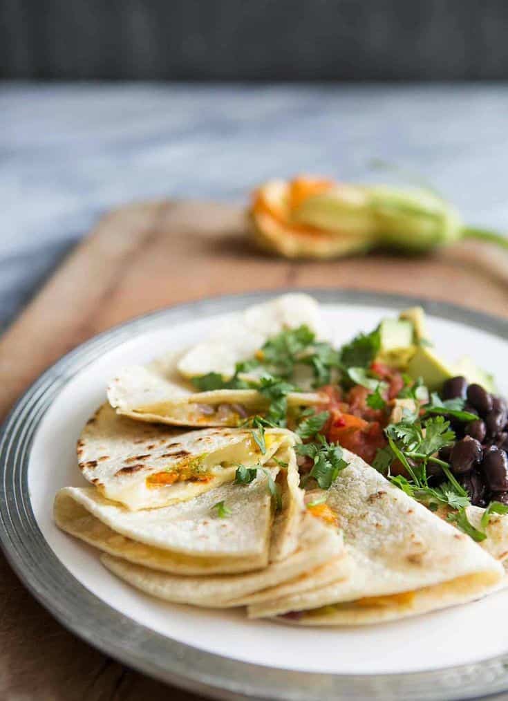 Squash Blossom Quesadillas With Oaxaca Cheese