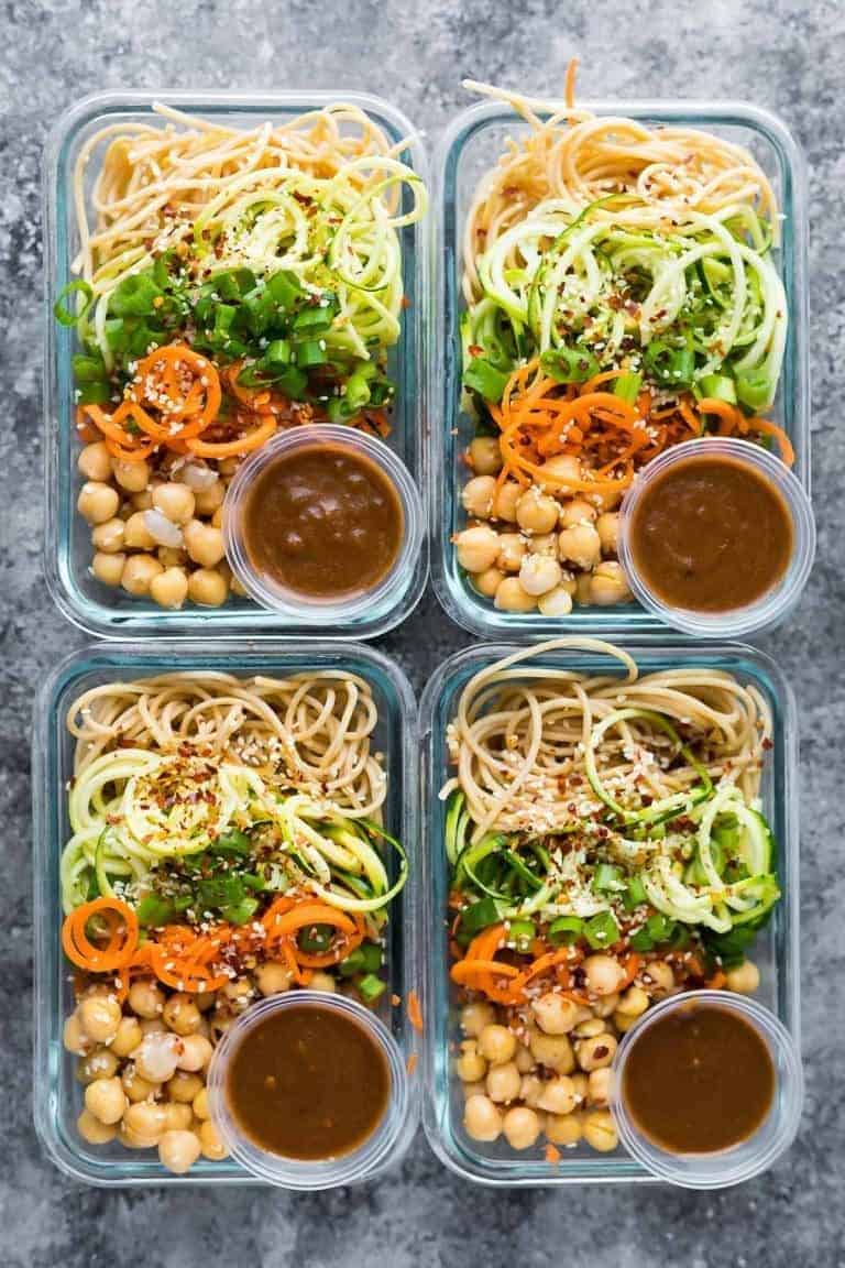 Cold Sesame Noodle Meal Prep Bowls