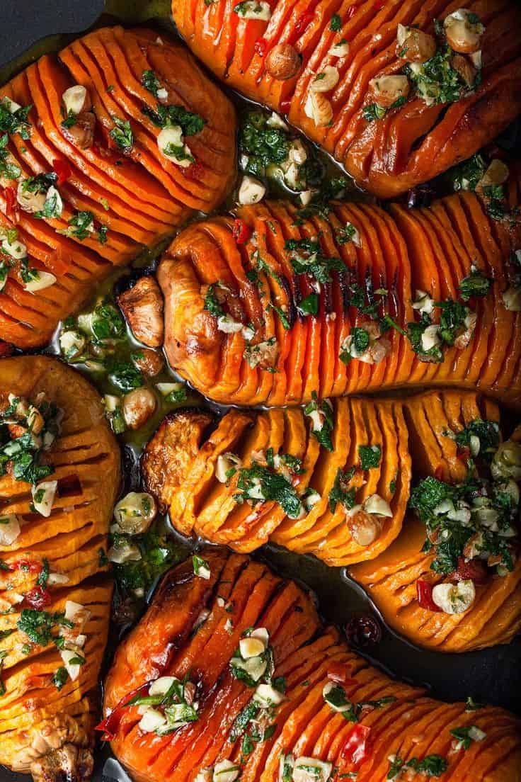 Hasselback Honeynuts With Hazelnut Gremolata