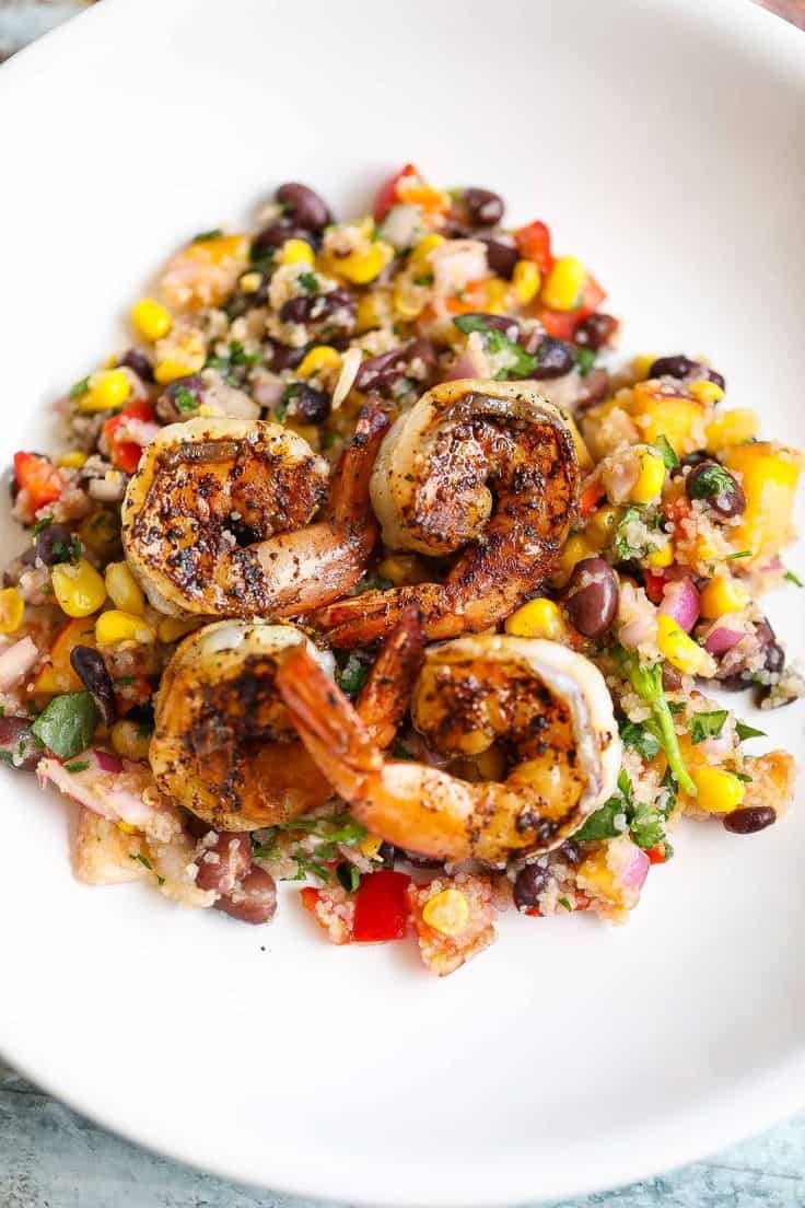 Southwest Salad With Blackened Shrimp And Fonio Grain