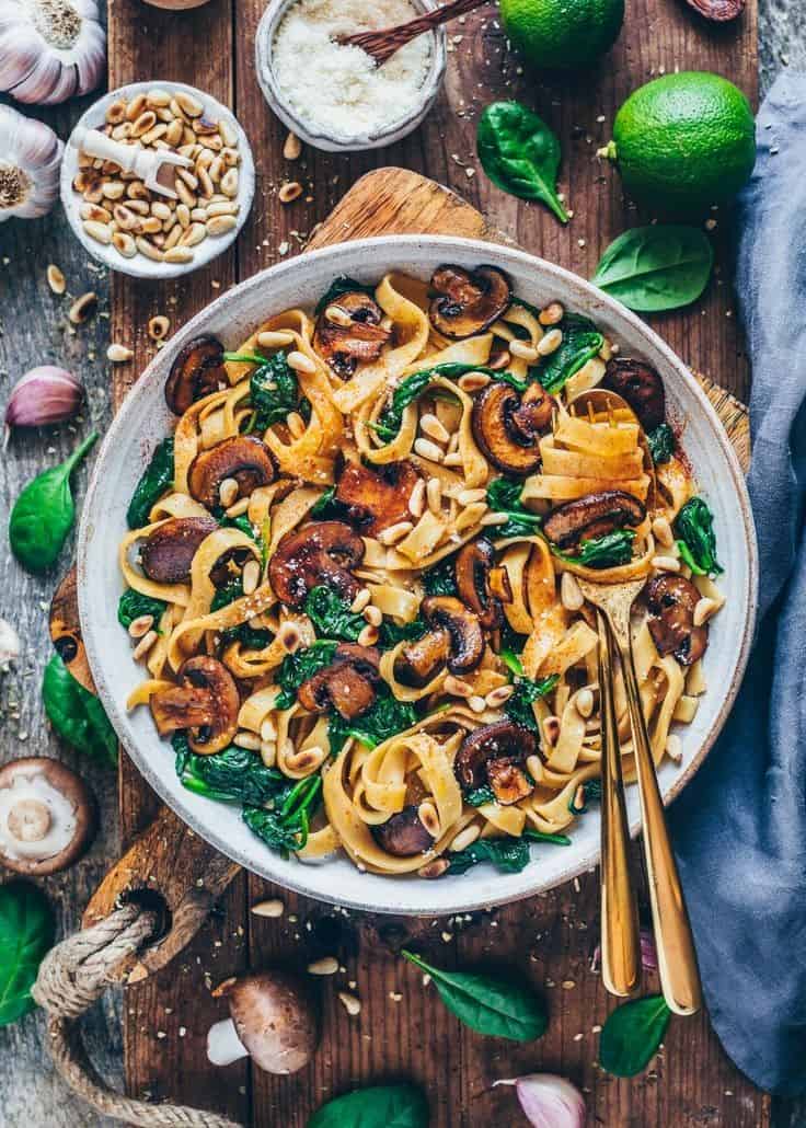 Vegan Mushroom Pasta with Spinach