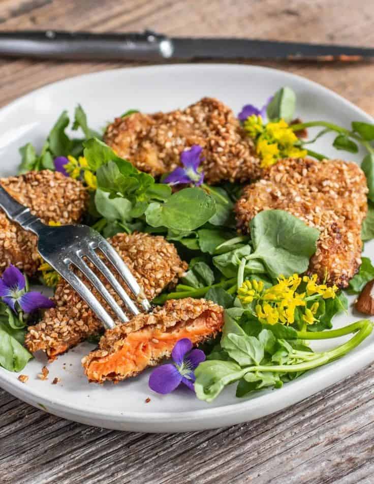 Sesame Baked Chicken Of The Woods Mushrooms