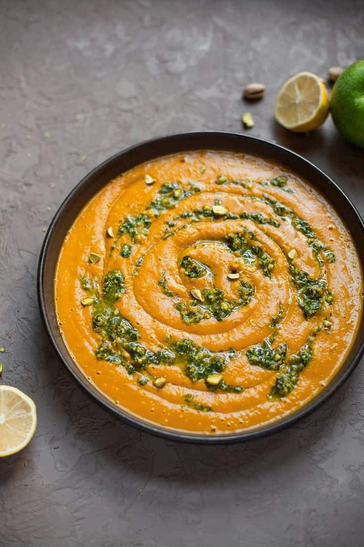 Hubbard Squash Soup With Pistachio Gremolata