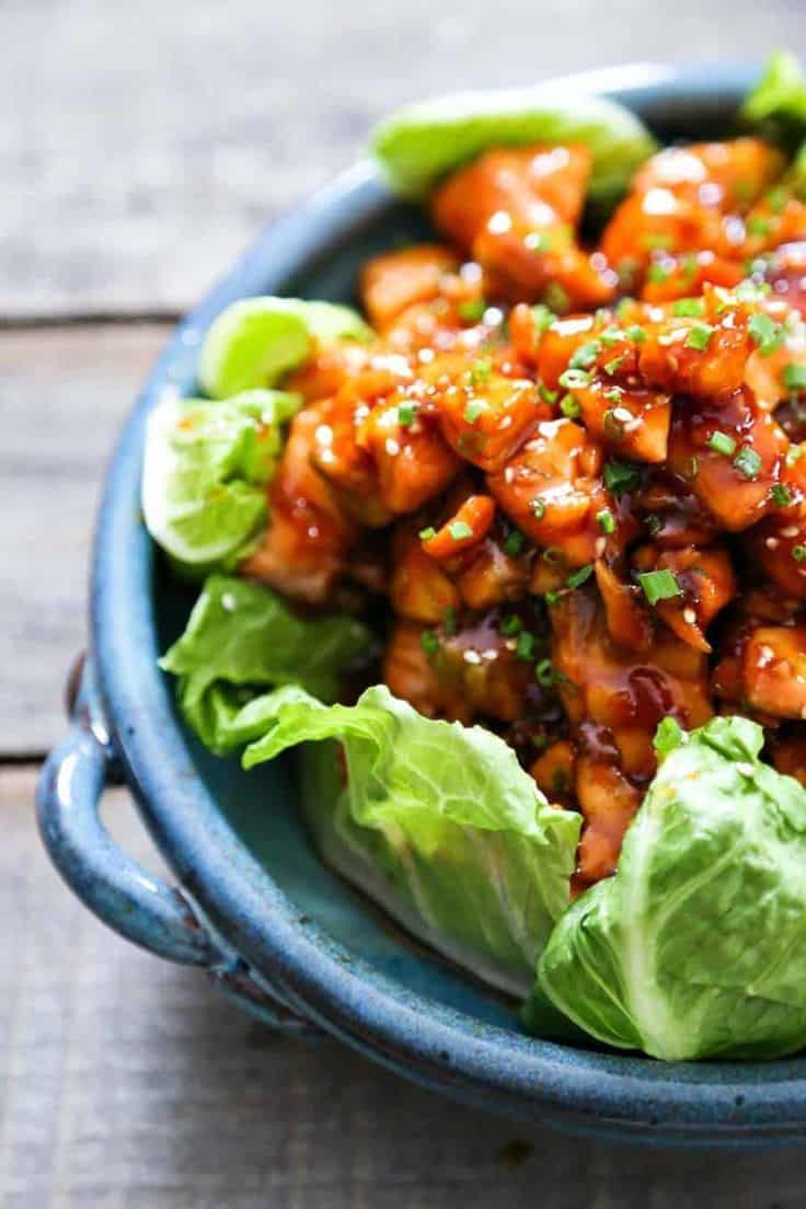 Honey Sriracha Glazed Salmon Bites