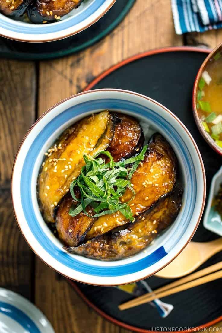 Soy-Glazed Eggplant Donburi