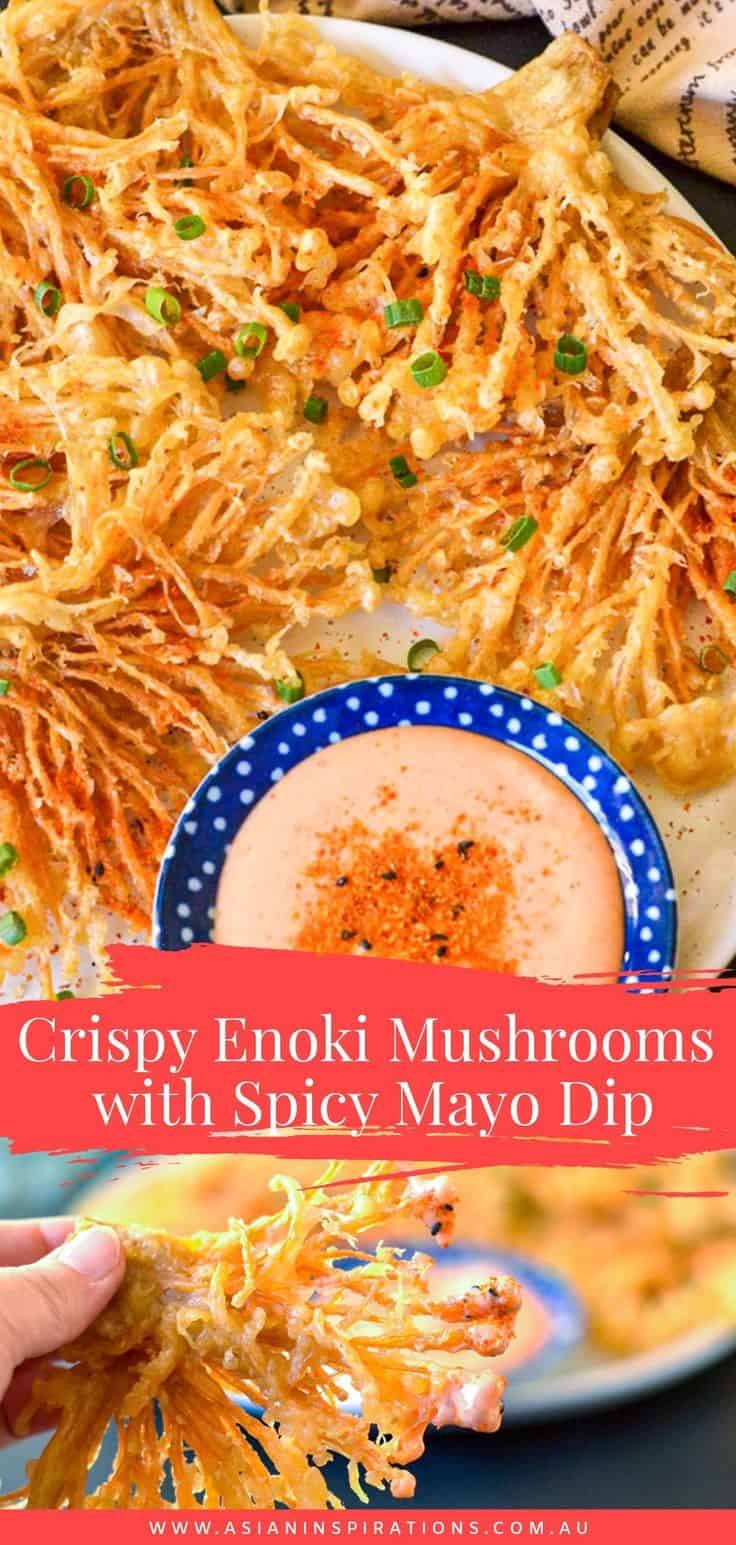 Crispy Enoki Mushrooms With Spicy Mayo Dip