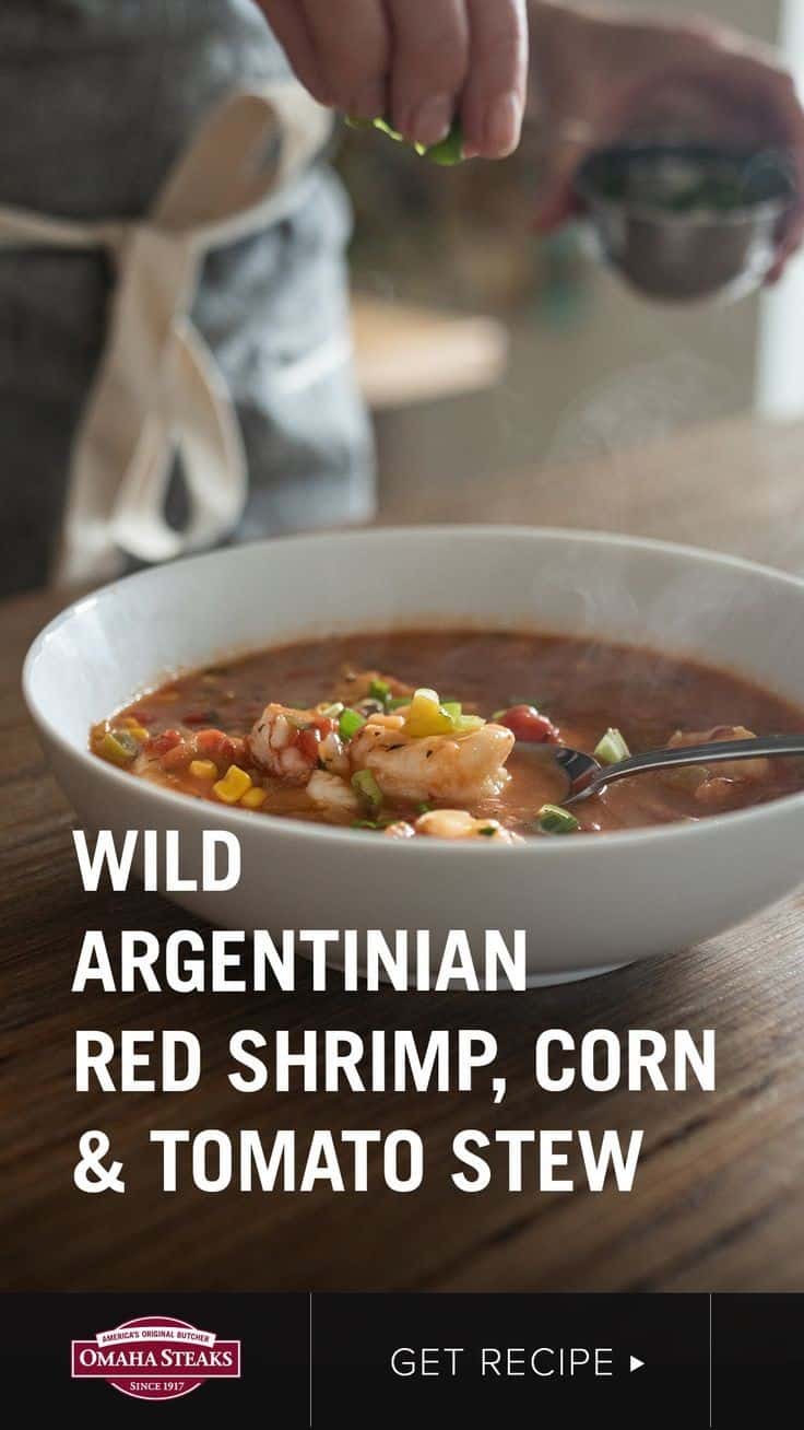 Wild Argentinian Red Shrimp, Corn, And Tomato Stew