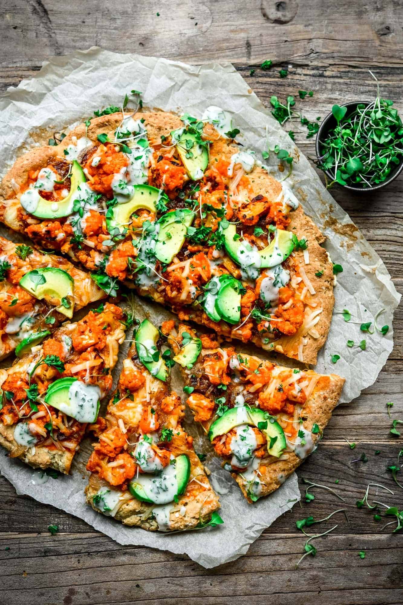 Vegan Buffalo Cauliflower Pizza