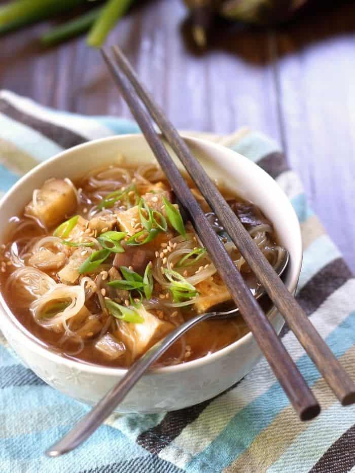 Japanese Eggplant Miso Noodle Soup