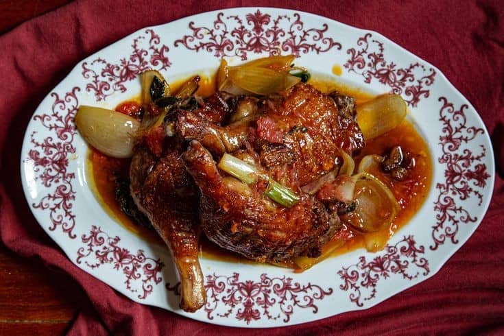 Smoked Duck With Sorghum-Glazed Alliums