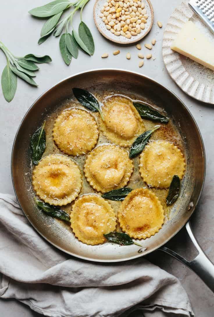 Honeynut Squash Ricotta Ravioli With Brown Butter Sauce