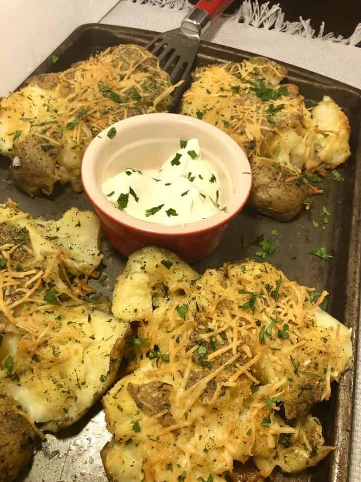 Crispy Parmesan & Olive Oil Smashed Russet Potatoes