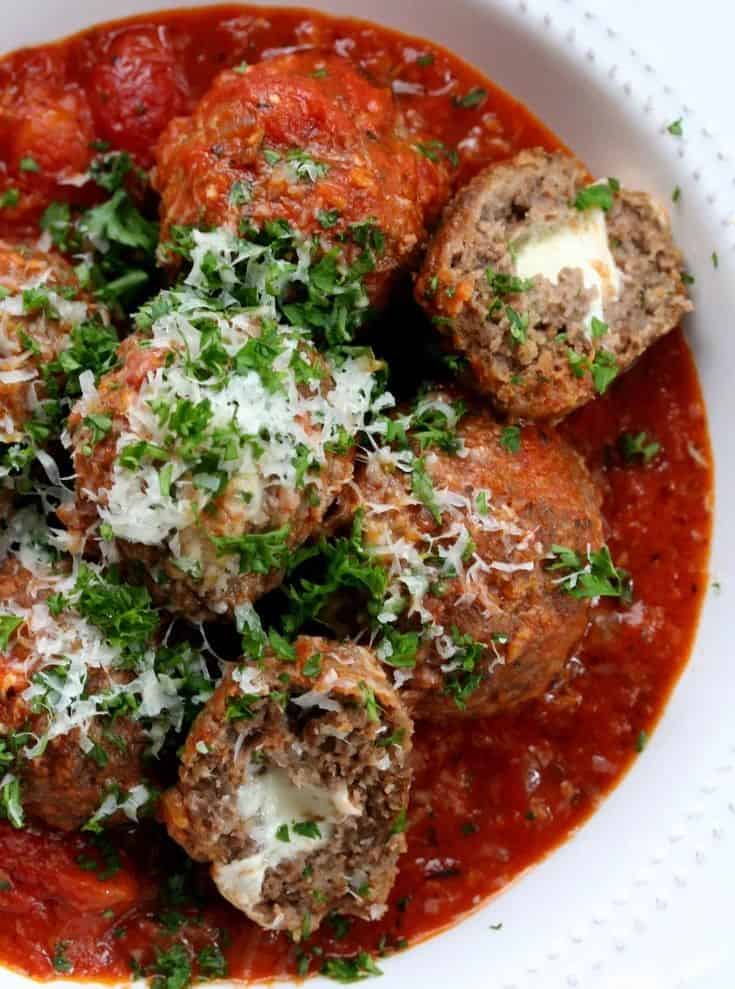 Mozzarella Stuffed Bison Meatballs