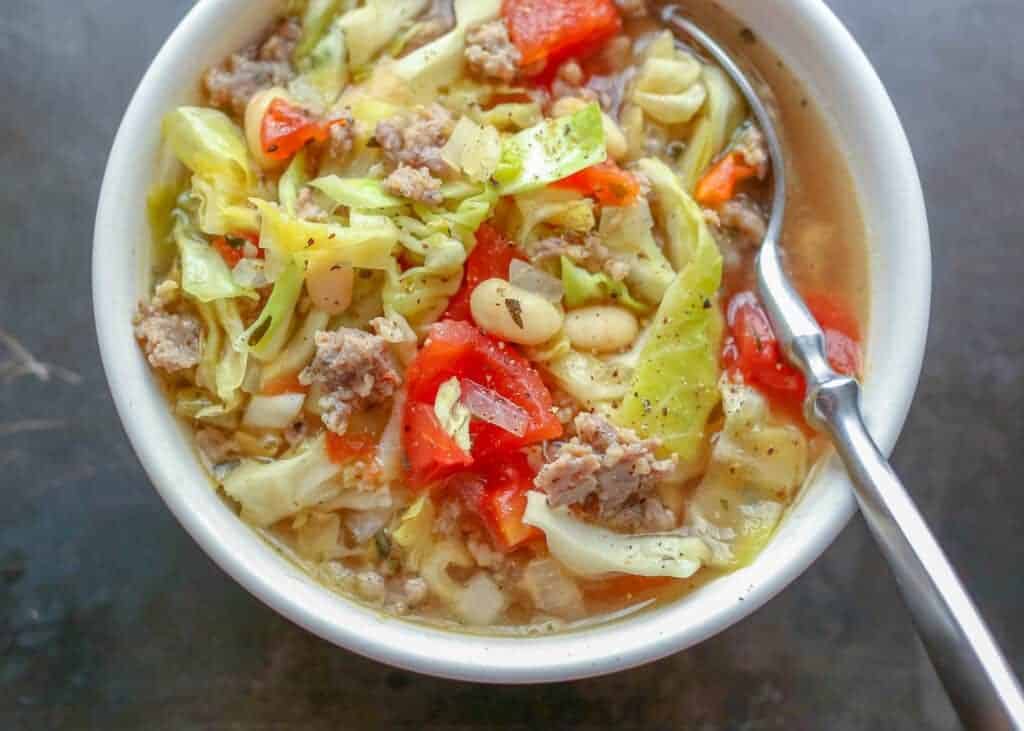 Italian White Bean, Sausage, and Cabbage Soup