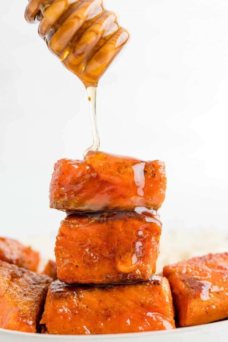 Salmon Bites With Hot Honey