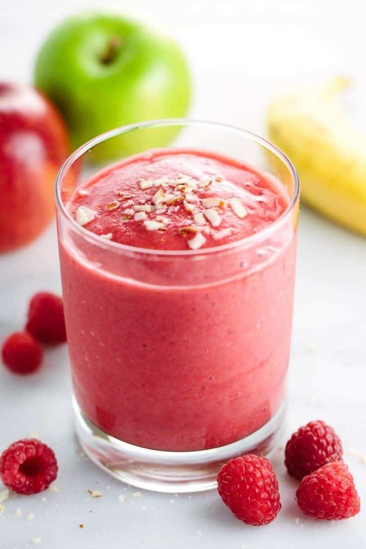 Apple Smoothie With Raspberries