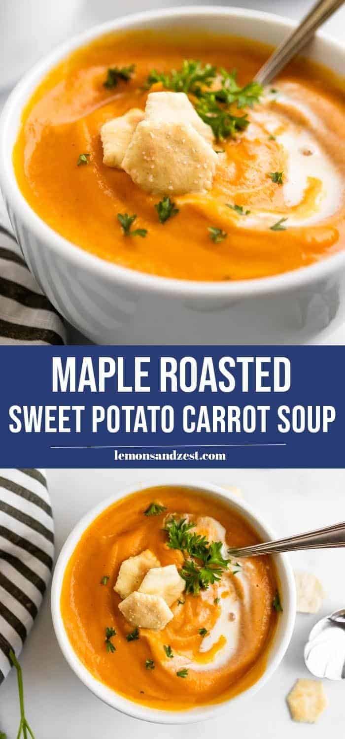 Maple Roasted Sweet Potato Carrot Soup