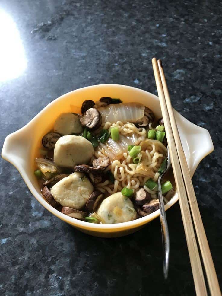 Shin Ramyun Noodles Soup With Combination Fish Balls