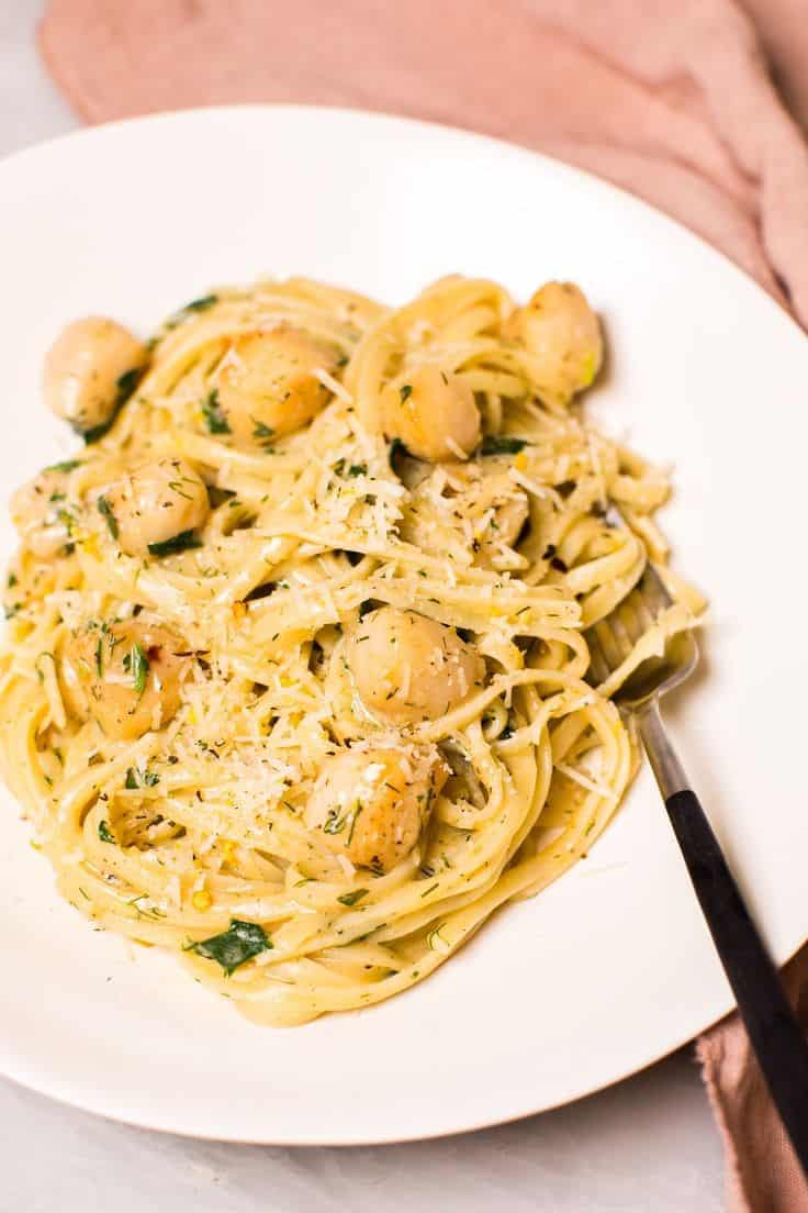 Creamy Lemon-Dill Pasta With Bay Scallops