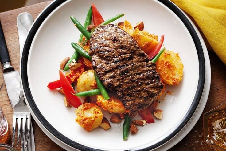 Minute Steaks With Romesco Salad